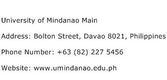 university of mindanao contact number